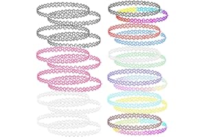 CMUYKIBU Collar elástico de 24 piezas, gargantilla gótica arcoíris, conjunto de gargantilla, joyería de moda para niñas, niños, mujeres, niñas, bodas, fiestas de cumpleaños Lolita