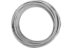 Fodlon Drahtseil 5mm Set, 20m / 65.6ft Stahlseil Edelstahl Flexibel, Edelstahlseil 7 x 7 Stainless Steel Wire Rope Seil Draht, 881lbs(400kg) Allgemeine Bärenladekapazität / 2204lbs(1000kg) Maximale