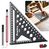 Preciva Carpenter Metal Square with Pencil and Nut Locator, Carpenter Square 180mm for Carpenter Measure and Mark