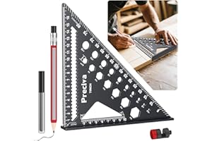 Preciva Squadra da Falegname, Squadrette Multifunzione con Matita, Righello Triangolare in Metallo 45°-90°, 7'' Squadretta per Carpenteria, Ingegnere, Fai da te