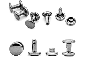 My Belt - 25 Stück Hohlnieten für Leder, Ledernieten 6mm Gunmetal, Doppelkappe Nieten, Gürtelnieten Kappe Schwarz