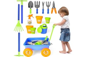 deAO Ensemble de Jeu avec Outils de Jardinage, Comprenant 10 Accessoires et 4 Pots pour Plantes