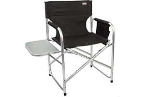 AKTIVE 52888 - Silla director plegable, 55x49x81 cm, Sillas camping plegables, mesa abatible, aluminio, 110 Kg de peso máximo, altura del suelo 43,5 cm