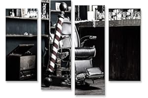 ISLANDBURNER Cuadro en lienzo logo barbero elegante símbolo vintage peluquero sillón de peluquería interior barbero sillón de peluquero Cuadros Modernos Decoracion Impresión Salon