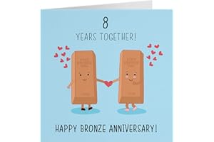 Hunts England 8th Wedding Anniversary Card - Bronze Anniversary - Iconic Collection - Standard - 148 x 148 mm