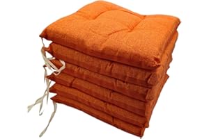 IL DOLCE STILE DELLA TUA CASA Juego de cocina con 6 cojines para silla de color liso, 4 puntos, acolchado y grosor de 5 cm, fabricado en Italia (naranja)