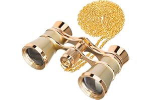 Levenhuk Broadway 325B 3x25 Gafas de Ópera – Prismáticos de Teatro y Conciertos, Clásicos, Compactos y Ligeras para Mujer, con Elegante Cadena de Metal, Color Oro