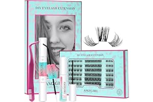 AMZGIRL LASH Zestaw do przedłużania rzęs, zestaw do przedłużania rzęs, zestaw do przedłużania rzęs, zestaw do przedłużania rzęs z gromadą, rzęsy Wispy, Lash Bond & Seal, urządzenie do usuwania rzęs i aplikator w
