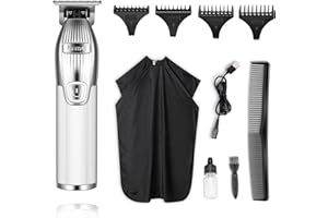 Kemei Tondeuse à Cheveux Hommes 0 mm, Tondeuse à Barbe Professionnelle en T Sans Fil - Kit de Toilettage Rechargeable, Idéal Comme Cadeau pour Hommes et pour Salon de Coiffure Familial