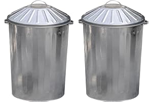 CRAZYGADGET 90L Galvanised Metal Rubbish Bin x 2