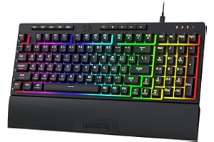 Redragon K515 SHIVA RGB Membrane Gaming Keyboard, 98 Keys Mechanical-Feel Keyboard w/Smooth Linear Switch, On-Board Macro & Dedicated Multimedia Keys, Detachable Wrist Rest, Software Supported