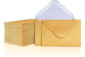 MATICAN Lot de 100 mini enveloppes en papier pour cartes de visite, petites pochettes en vrac pour petites cartes de notes, doré, 10,2 x 6,8 cm