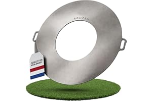 BonFeu BonPlancha Plaque de Grill Ø80cm - Plaque de Grill Gaz & Bois - Plancha Grill - Plaque de Cuisson - Plancha Pour Cheminée de Jardin, Poêle de Terrasse et Foyer - Acier de Haute Qualité