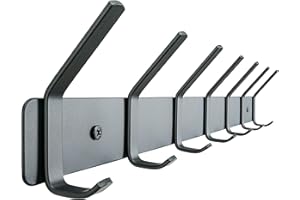 Honsky Garderobenhaken,Garderobenleiste,Wandgarderobe,Hakenleiste mit 7 Doppelte Haken,Hakenleiste Garderobe für Jacken,Mäntel,Schals,Schwarz