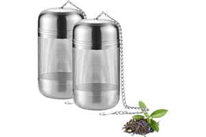 AILELAN Loose Leaf Tea Strainer, 2 Piezas Filtro Té Stainless Steel Tea Strainer Malla Fina con Cadena, Tea Filter Tea Infuser para Té Suelto, Tea Leaves Infuser para Teteras, Tazas y Vasos