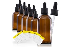 Oputec 20 x 100 ml bottiglia con pipetta di vetro + 20 etichette di etichettatura - Flaconi da farmacia con pipetta per liquidi - Bottiglie di vetro ambrato