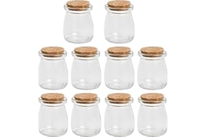 Catime 10 Stück Glasflaschen mit Korken, Bonbon Gläser Gewürz Gläschen, 100ml Kleine Gewürzgläser Glasgefäß, Vorratsgläser Puddinggläser für Küche Kräuter Marmelade Party Hochzeit Gefälligkeiten