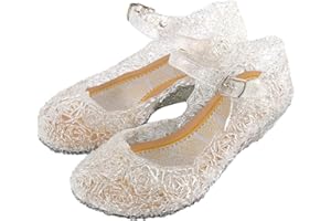 M MUNCASO Elsa Princess Shoes, Jelly Shoe Dress Up Shoe for Girls, Girls Party Shoes for Christmas,Weddings,Halloween,Cosplay