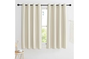 KGORGE Rideaux Thermiques - Rideaux Occultant Isolation à Froid/Chaleur pour Salon/Salle à Manger/Chambre, Rideaux de Fenêtre Rideaux de Cuisine, Lot de 2 Rideau, 140x145cm, Beige Clair