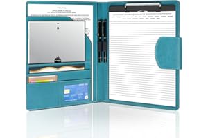 NOTEZMATE Portfolio Clip Board with Magnetic Closure, A4 Clipboard Folder with 2 Pen, Conference Folder Padfolio Folio Case Business with A4 Date Paper for Organizer Office Travel School(Turquoi)