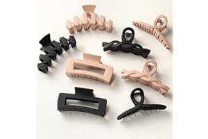 Kavya Mollette Capelli Donna, 8 Pezzi Pinze per Capelli Plastica Pinza Capelli Donna Antiscivolo 4 Stili Hair Clip Moda Accessori per Capelli Adatto Donne e Ragazze(Nero Marrone)