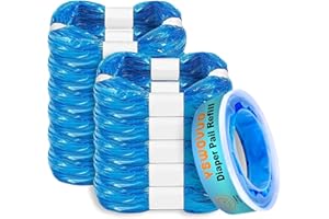 YSWOVUO 12 Stück Windeleimer Nachfüllkassetten, 11 Beutel + 1 Kassette, Kompatibel mit Angelcare & Litter Locker II (Runde Modelle), Inklusive 4,5m Beutel, 7-lagig & Geruchsblockierend