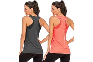 Nekosi Women's Workout Gym Tank Tops Yoga Sports Vest Loose Fit Sleeveless Mesh Backless Running Activewear