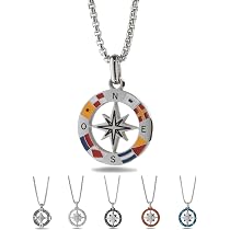 Collana Uomo Rosa Dei Venti In Acciaio Inossidabile - Pendente Bussola Nautica, Catena Regolabile 50 Cm, Regalo Elegante