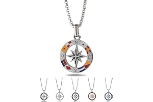 inSCINTILLE Collana Uomo Acciaio Ciondolo Rosa dei Venti, Lunghezza Regolabile 48-53 cm, Confezione Regalo Inclusa, Collanina Uomo Pendente, Catenina