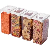 4 Boîtes De Rangement Cuisine Hermétiques - 2,25L - 20% Plastique Biosourcé - Empilables Et Transparentes - Compatibles Lave-vaisselle