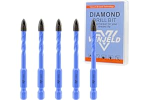 VENJELD Masonry Drill Bits Set - 6mm 5Pcs Carbide Drill Bit for Wood Plastic Masonry Ceramic Tile Concrete Marble - Quick Change Hex Shank with Storage Case
