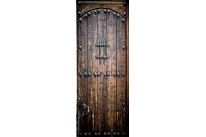 A.Monamour Pegatinas Decorativas de Puerta Autoadhesivo 3D Fondo De Arte Abstracto De Puerta De Madera Antigua Marroquí Vinilo para Puertas Mural PVC Pegatinas de Pared Foto Poster 77 x 200 cm