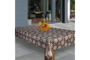 ‎LARO laro Wachstuch-Tischdecke Sterne Weihnachten Weihnachts-Motive PVC Wachstischdecke Eckig Meterware Wasserabweisend Abwischbar |20|, Muster:Weihnachten Schneeflocke Braun, Größe:100x140