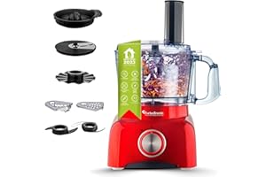 TURBOTRONIC BY Z-LINE TurboTronic Robot de Cuisine TT-FP800-800W, 6 Vitesses, Bol de 1.2L, Lames en Acier Inoxydable, Design Compact et Multifonctionnel pour Couper, Râper, Mélanger et Fouetter