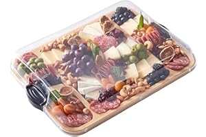 Farberware Build-a-Board Cutting Board with Three Compartments and Clear Locking Lid for Charcuterie, Snacks, and More, Acacia, 40.5cm