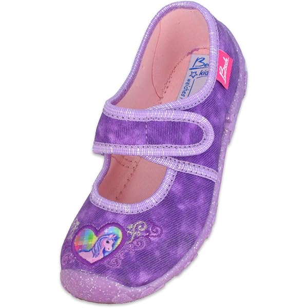 Beck Chausson Fille Miezekatze Ballerine Pailletée Gris Motif Chat - Confort Velcro
