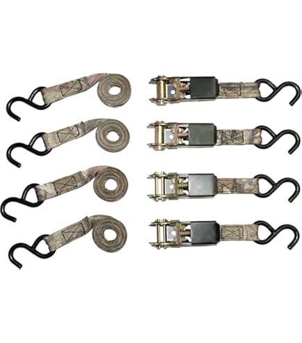Straight Jacket Crew 4-Pack Ratchet Tie Down Straps - 1" X 15', 1,823lb Break Strength, Black Camo - View #5
