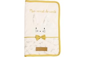 BARBACADO Protège carnet de santé bébé LAPIN jaune, housse carnet de santé bébé LAPIN BUNNY Jaune, protection pour carnet de santé bébé, protège livret naissance bébé