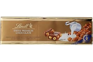 Lindt Tableta de Chocolate con Leche y Avellanas, cremoso y suave, chocolate suizo tradicional, 300 g