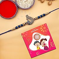 The Purple Tree Beautiful Handmade Peacock Rakhi With Card For Brother (Pack of 1 , Blue , 1 Roli Chawal) Bhaiya rakhi…