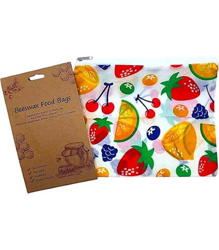 Beeskin Sacchetto In Cera D'Api Per Alimenti - Taglia L 25x45 Cm - Cotone Biologico, Riutilizzabile, Prodotto A Berlino
