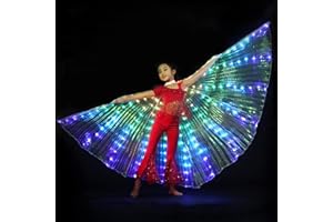 DASNTERED LED skrzydła dla dzieci, barowe skrzydło do tańca brzucha, rekwizyty 360 stopni, led motyl skrzydła z kijem na imprezę karnawałową dla dzieci Halloween Boże Narodzenie(kolorowe światło)