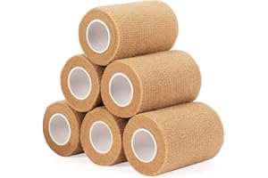 SAGAFLY Cohesive Bandage Wrap 7.5cm, Self Adherent Vet Wrap Self Adhesive Bandage Tape for Wrist & Ankle Sprain Swelling Breathable Elastic Pet Bandage Tattoo Grip Cover Skin Color (6 Roll)