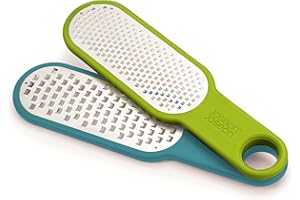 Joseph Joseph Duo Set de râpes de cuisine 2 pièces, râpe à légumes et à fromage, râpe fine et grossière, zesteur d'agrumes, opale/vert
