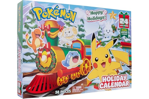 Bandai - Pokémon - Calendrier des Vacances de fin d'année Edition 2024-24 Cases avec 16 Figurines Exclusives et 8 Décors thématique Fêtes - Figurines Pokémon 5cm - Cadeau Enfant 4 ans et + - WT00257