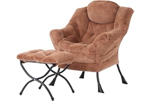 ‎WELNOW Welnow Lazy Chair mit Ottomane, moderner Lounge-Akzentstuhl mit Armlehnen und Einer Seitentasche, gepolstertes Sofa-Stuhl-Set für die Freizeit, Lesestuhl mit Fußstütze für kleine Räume, Eckstuhl