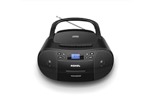 Roxel RCD-S90C Boombox Lettore CD e cassette portatile con radio FM, riproduzione USB, ingresso AUX, streaming BT, jack per cuffie e opzioni di doppia alimentazione