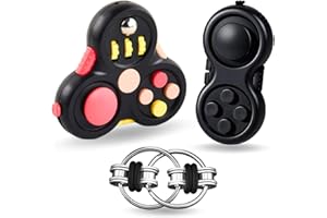 Steemjoey 3PCS Nero Fidget Toys Giocattolo, Fidget Pad, Flippy Chain Fidget Toy per ADHD, ADD, L'autismo, Giocattolo Sensoriale Giocattolo Antistress Giocattolo per Adulti e Bambini