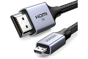 UGREEN Micro HDMI do HDMI 2.1 Kabel 8K 4K@120/240Hz Micro HDMI Kabel eARC Dolby Atmos HDR Ultra High Speed HDCP Kompatybilny z Raspberry Pi 5/4 Hero 7 Kamera DSLR Przenośny Laptop PS5 (2M)