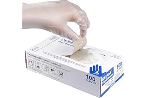 OKIAAS Vinyl Gloves(100PCS) Non Latex, Touch Screen|Examination|Kitchen Food Prep Safe|Plastic Household Washing Up Gloves Men Women Large